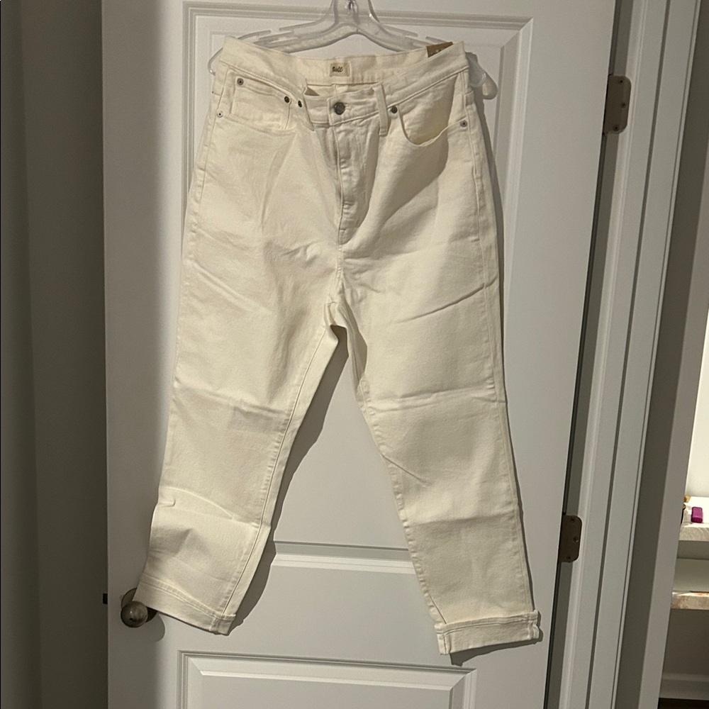 Madewell White High-Rise Slim Boyjean